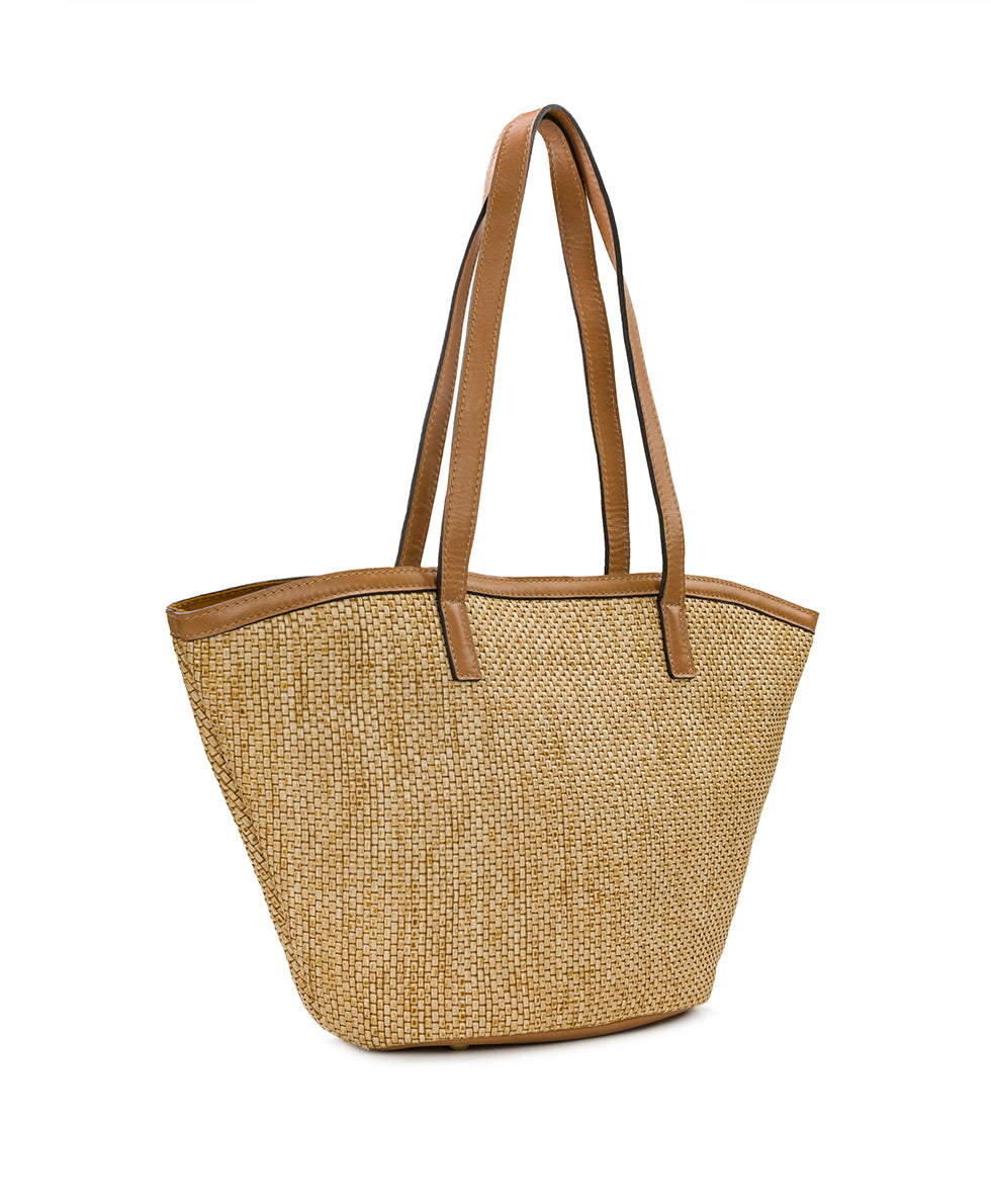 Female - Marconia Tote with Spring Multi Scarf - Burnished Woven - naturale - by Patricia Nash - View 3 of 5