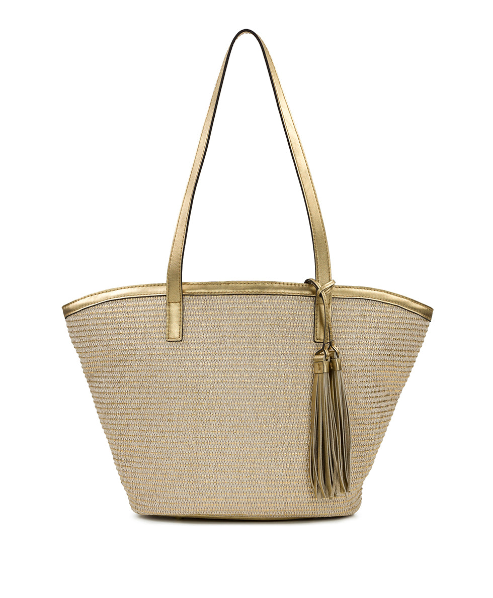 Marconia Tote - Distressed Metallic Raffia - antique gold - by Patricia Nash - View 1 of 5