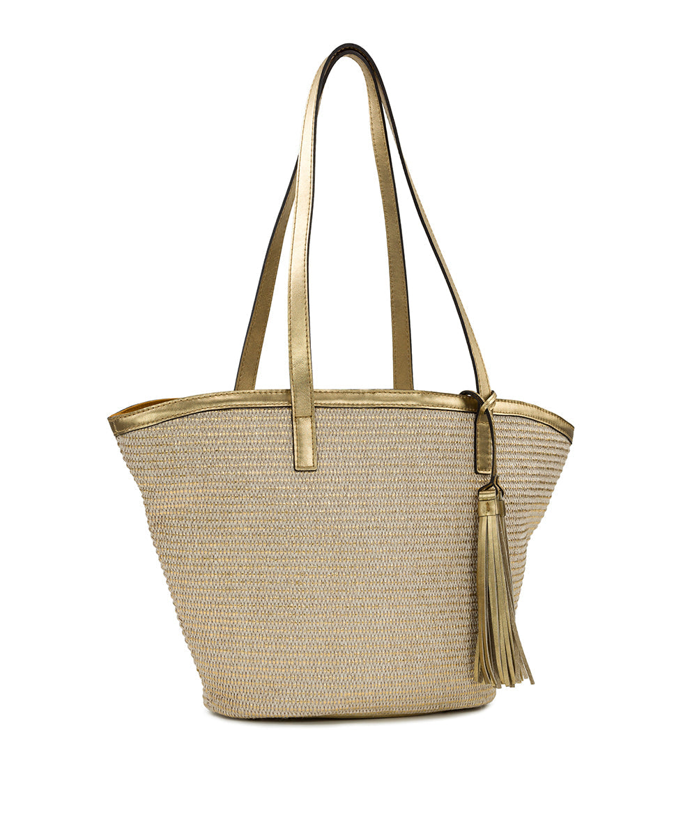 Marconia Tote - Distressed Metallic Raffia - antique gold - by Patricia Nash - View 3 of 5