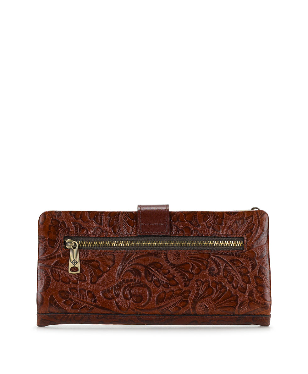 Female - Annesley Wristlet | Brazilian Supple Tooled | Cognac - cognac - by Patricia Nash - View 2 of 4
