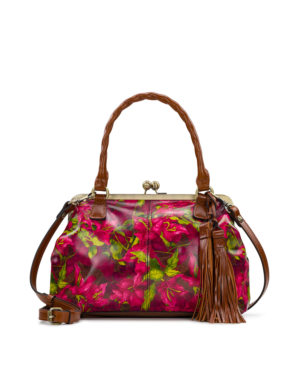 Female - Rora Frame Satchel  - Bougainvilleas Along The Coast - bougainvilleas along the coast - by Patricia Nash - View 1 of 5