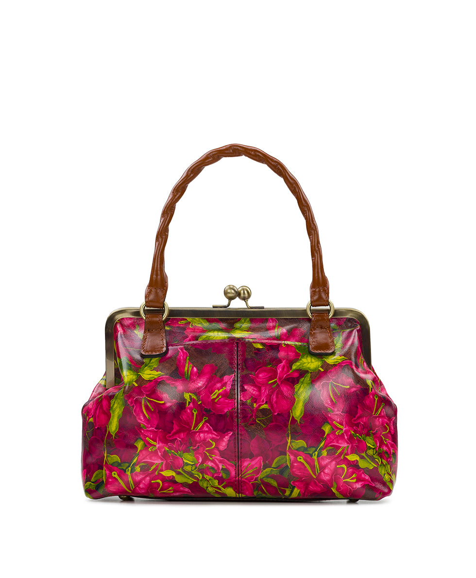 Female - Rora Frame Satchel  - Bougainvilleas Along The Coast - bougainvilleas along the coast - by Patricia Nash - View 2 of 5