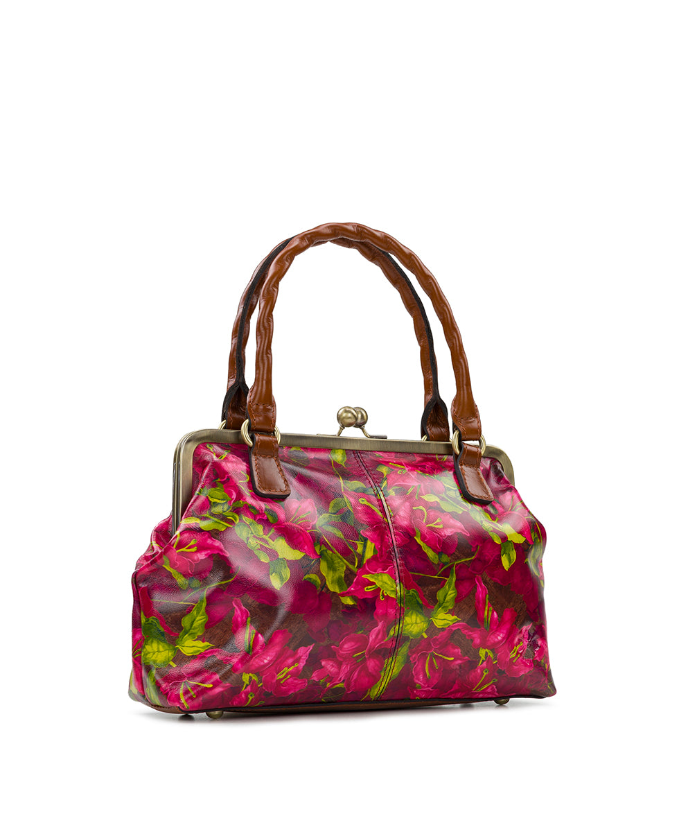 Female - Rora Frame Satchel  - Bougainvilleas Along The Coast - bougainvilleas along the coast - by Patricia Nash - View 3 of 5