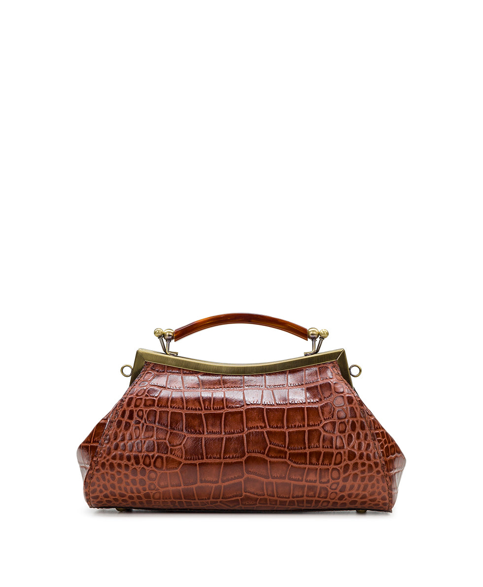 Kelmscott Frame Satchel - Distressed Vintage Croc - british tan - by Patricia Nash - View 2 of 7