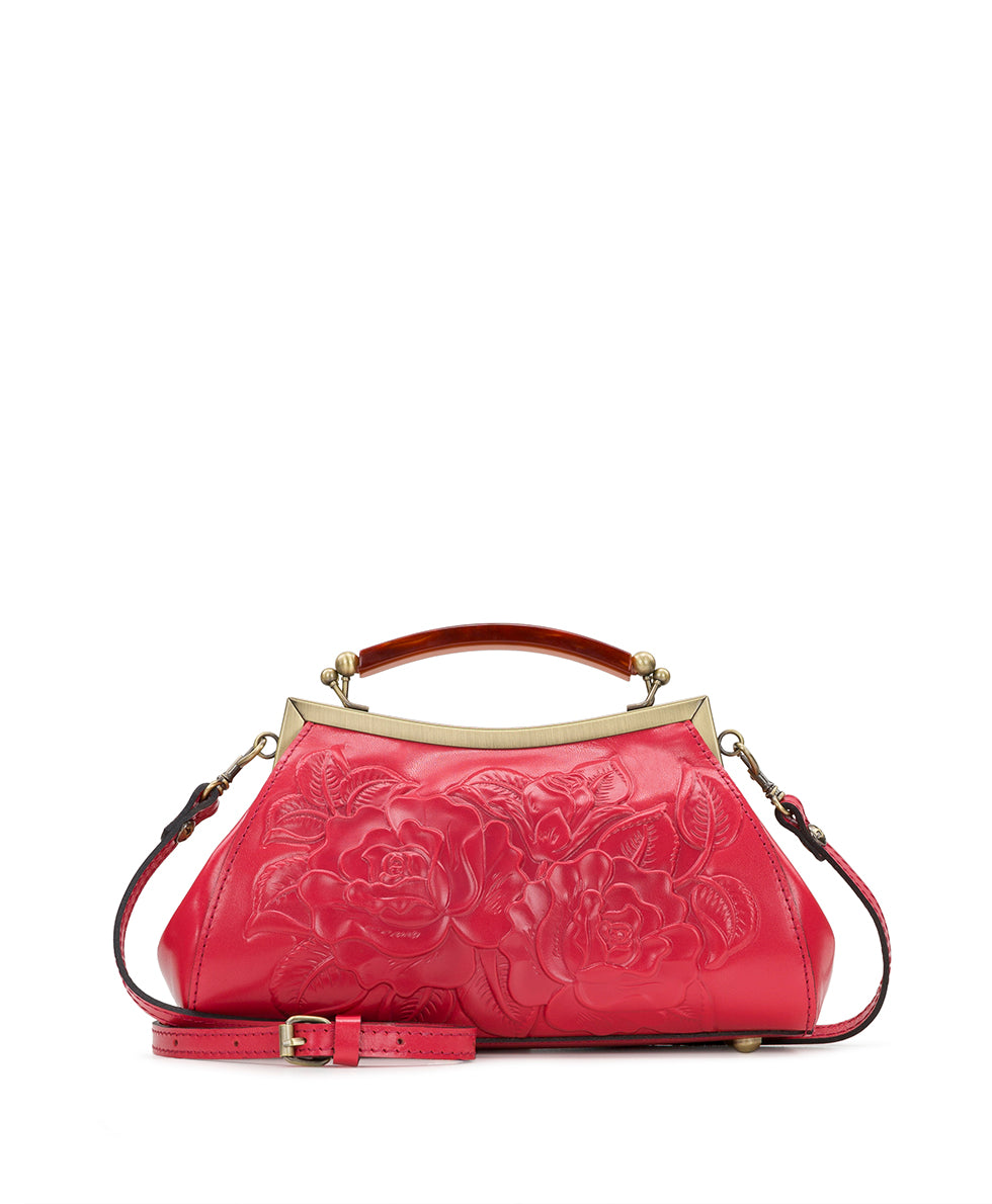 Kelmscott Frame Bag - Vintage Vegetable Tanned Rose Tooled - passion - by Patricia Nash - View 1 of 4