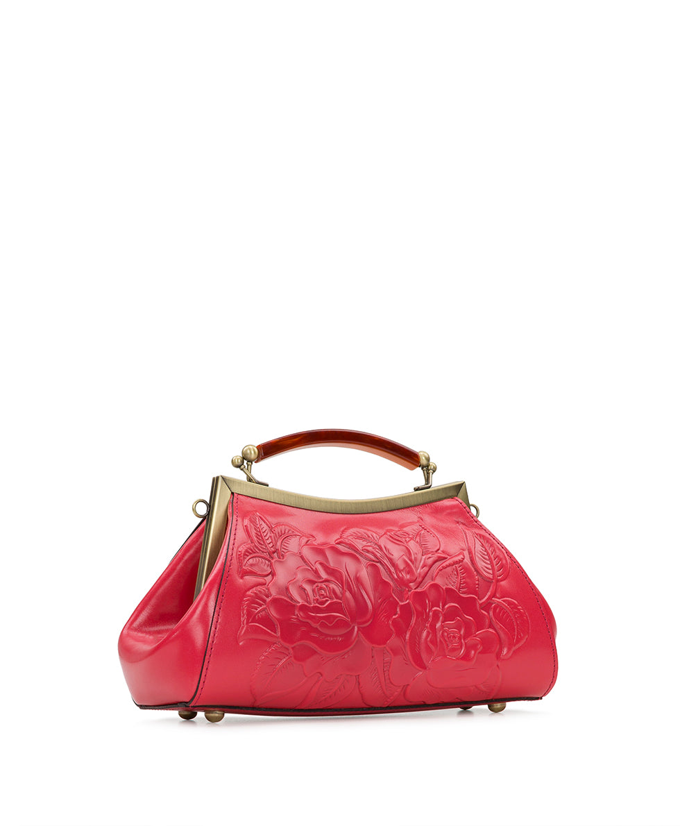 Kelmscott Frame Bag - Vintage Vegetable Tanned Rose Tooled - passion - by Patricia Nash - View 3 of 4