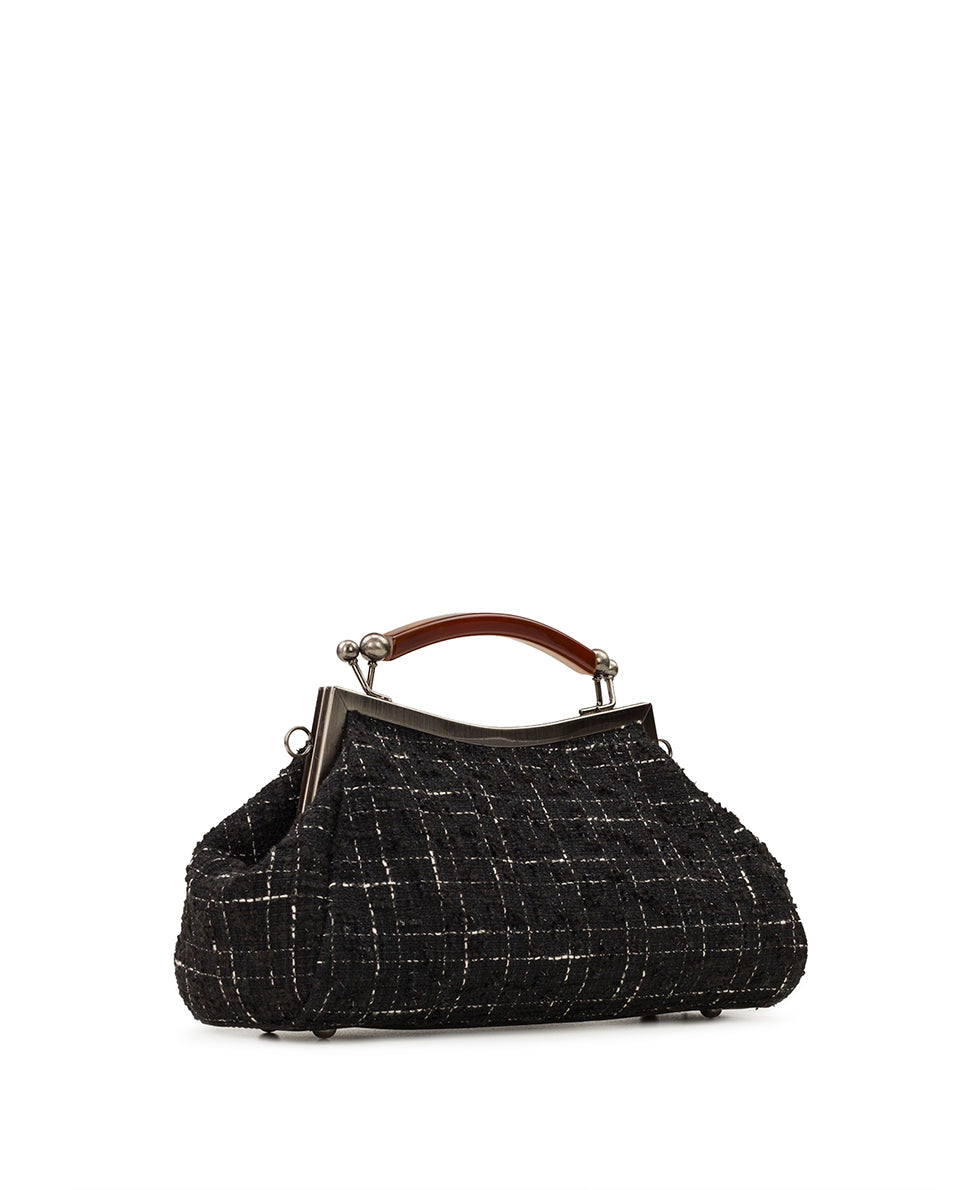 Kelmscott Frame Satchel - Glitter Plaid - black - by Patricia Nash - View 3 of 4