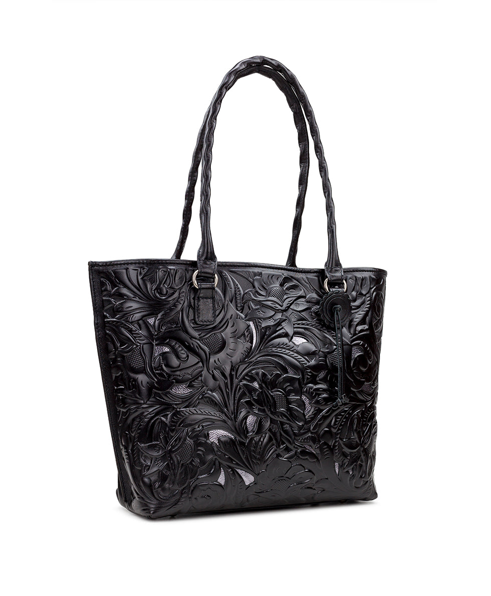 Adeline Tote - Burnished Cutout Tooled - black - by Patricia Nash - View 3 of 4