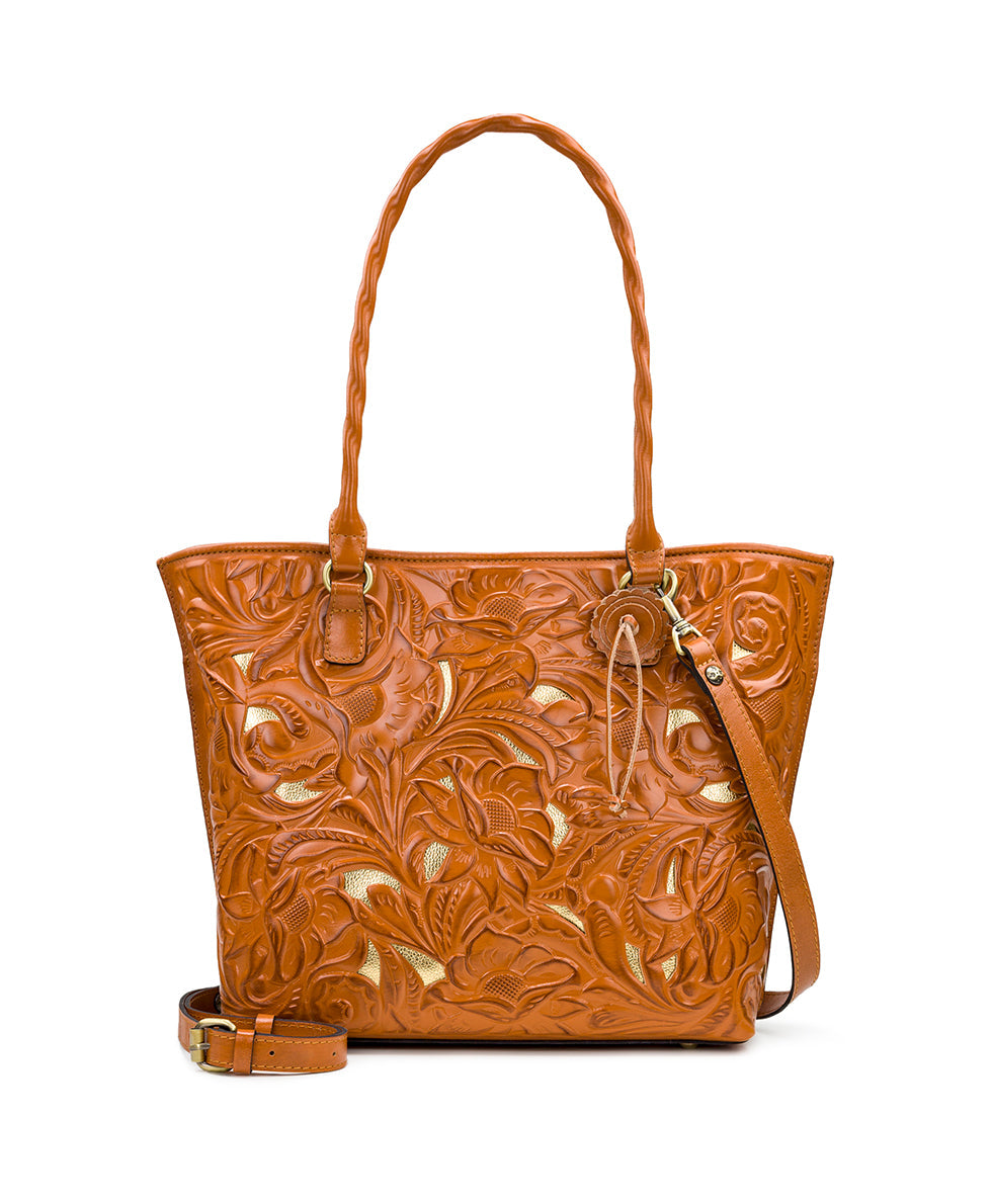 ATTENTIONのバッグ Adeline Tote - Burnished Cutout Tooled – Patricia Nash