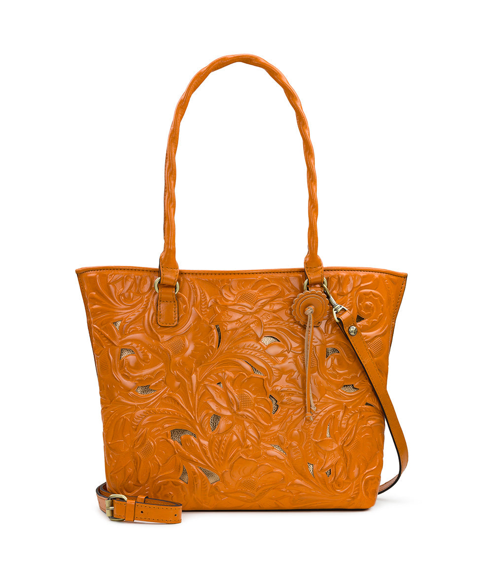 Adeline Tote - Burnished Cutout Tooled - sun yellow - by Patricia Nash - View 14 of 21