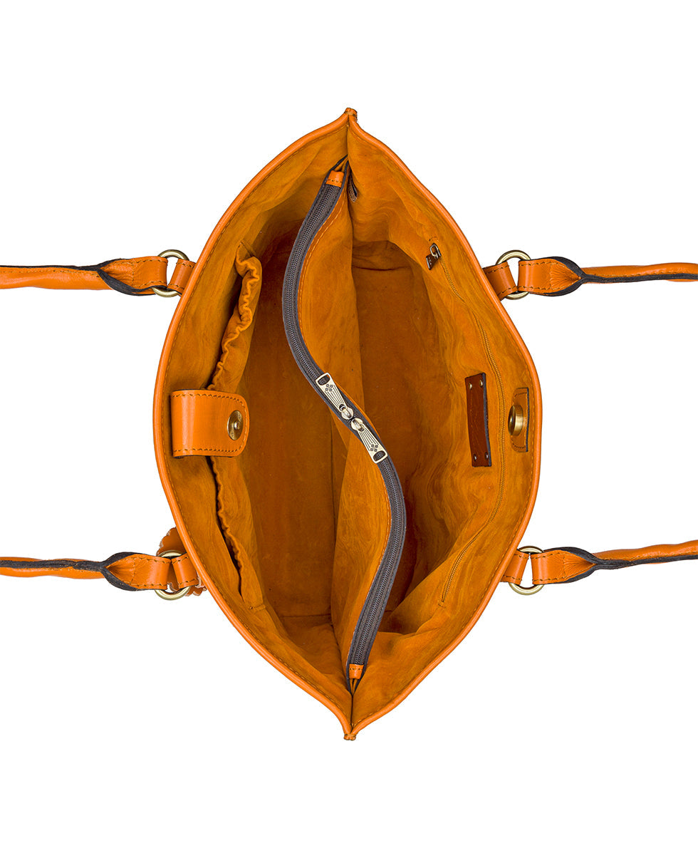 Adeline Tote - Burnished Cutout Tooled - sun yellow - by Patricia Nash - View 17 of 21