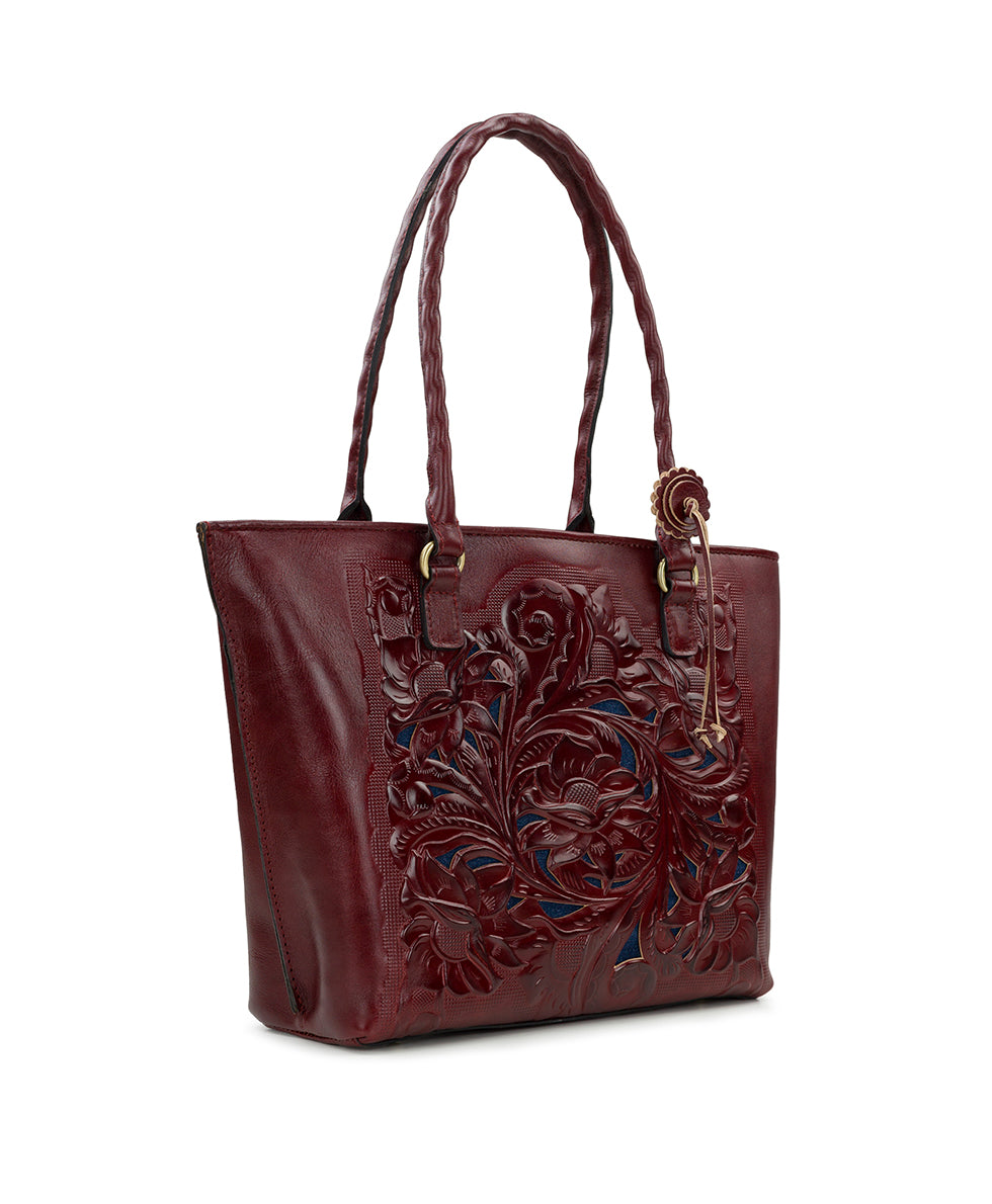 Female - Adeline Tote - Western Cutout Tooled - Maroon - maroon - by Patricia Nash - View 3 of 4
