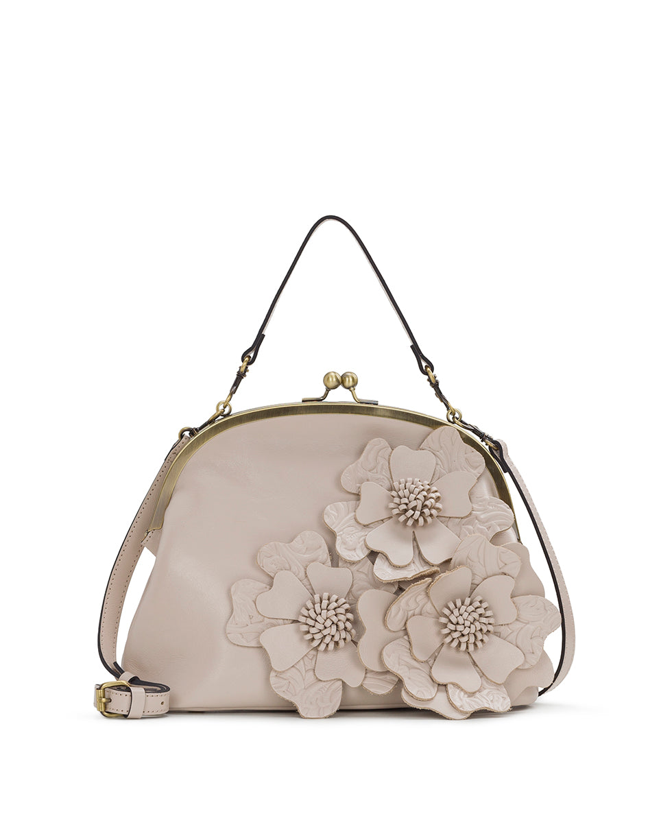 Female - Willow Top Handle Frame - Floral Applique - chalk white - by Patricia Nash - View 1 of 5