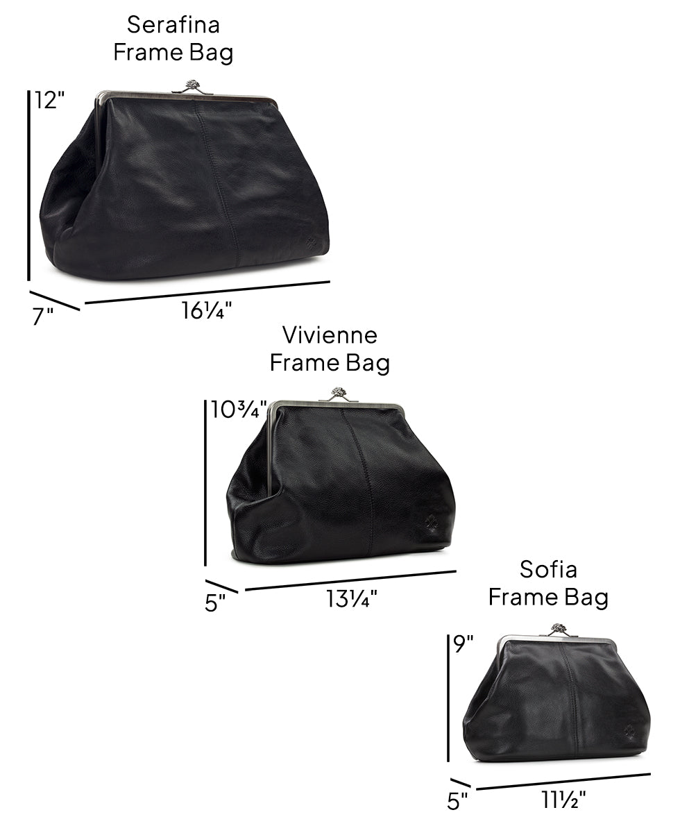 Female - Serafina Frame Bag - Rugged Natural Grain Leather - black - by Patricia Nash - View 6 of 20