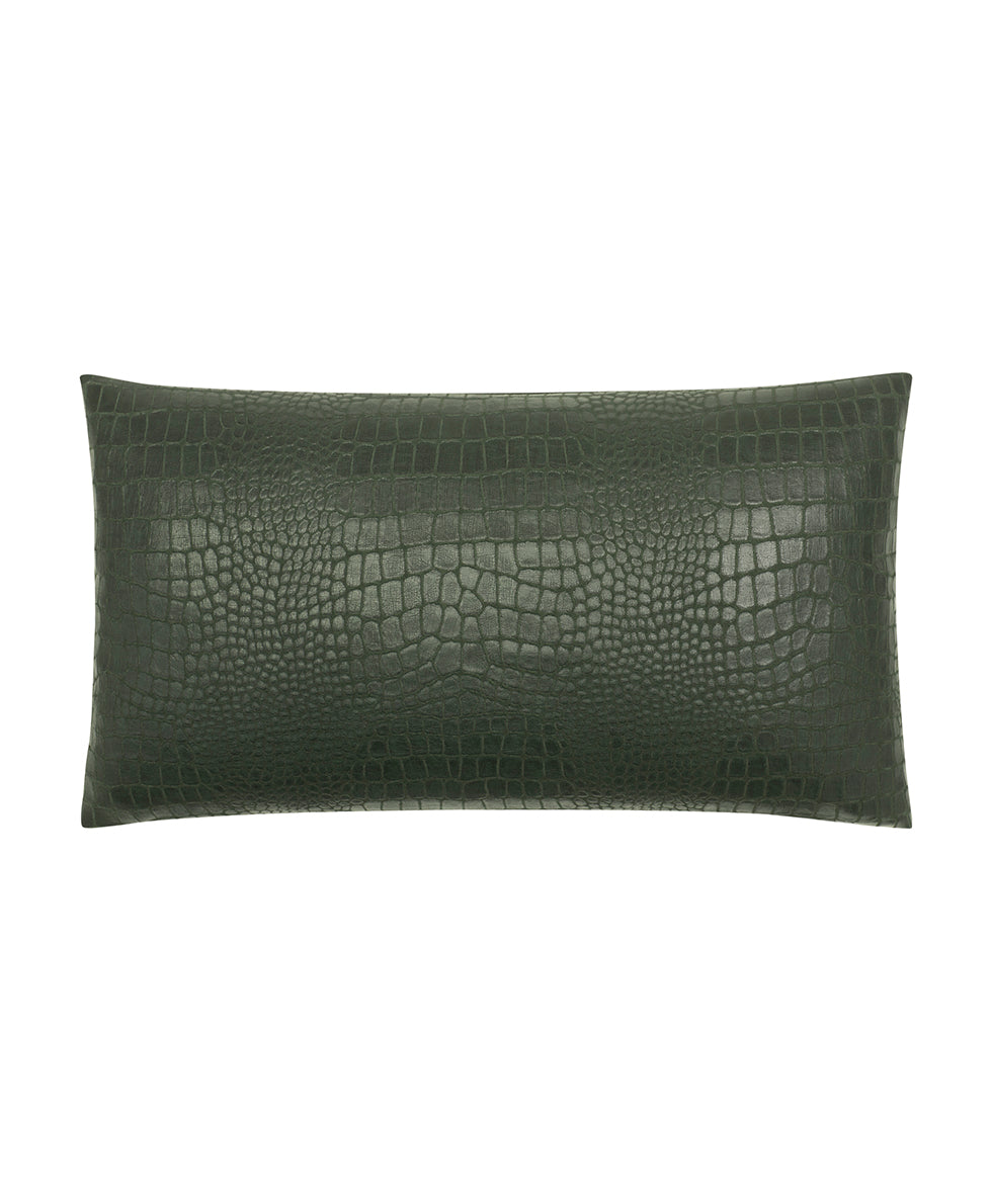 Croc Embossed Decorative Pillow - Faux Croc Leather Collection - green - by Patricia Nash - View 1 of 2