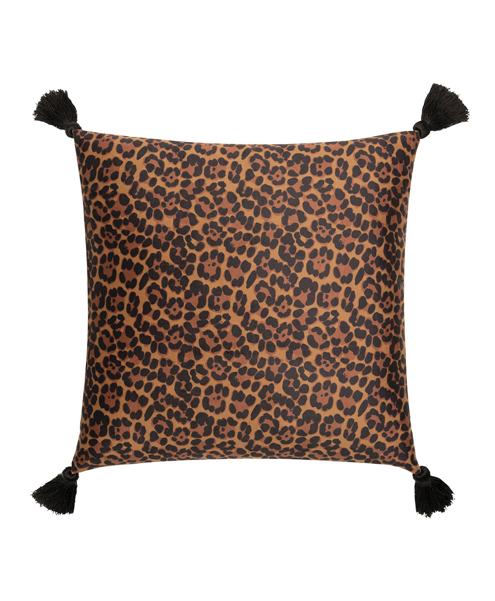 Tasseled Leopard Print Pillow - Peruvian Painting Collection - leopard print - by Patricia Nash - View 1 of 2
