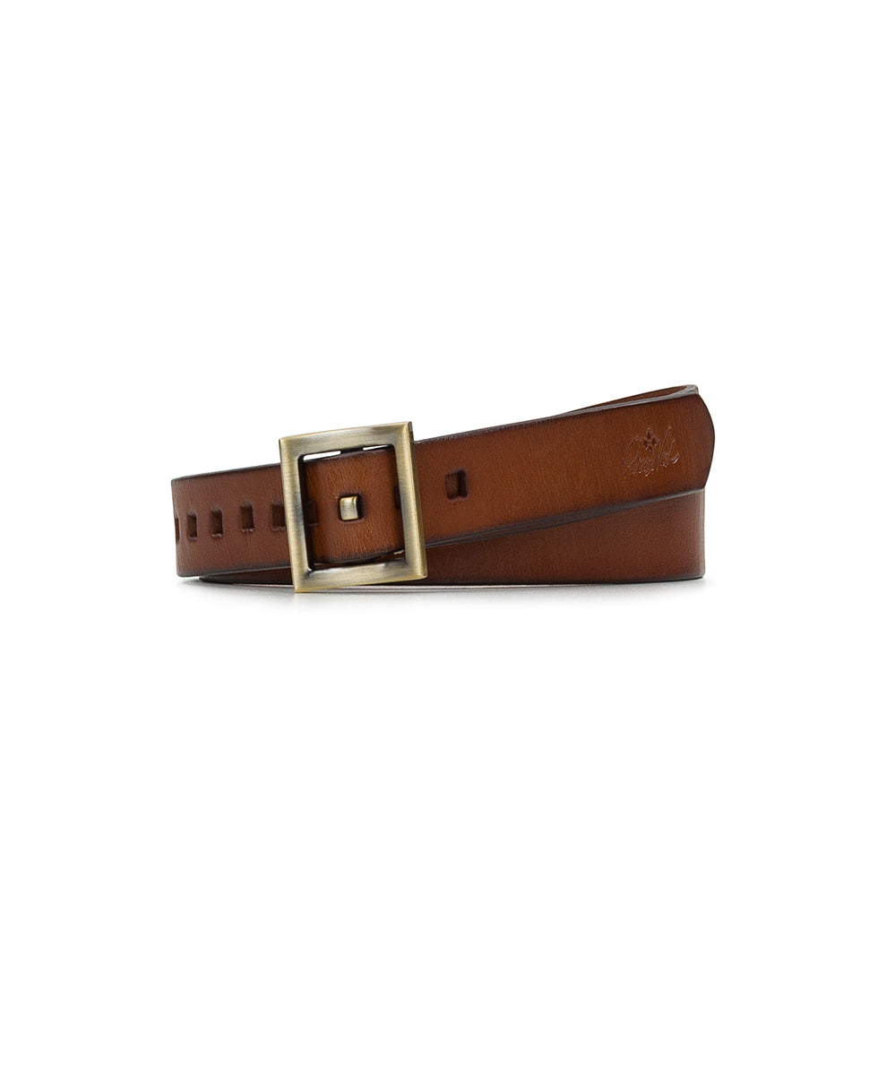 Huxton Square Buckle Belt - Handcut — Tan - by Patricia Nash - View 1 of 3