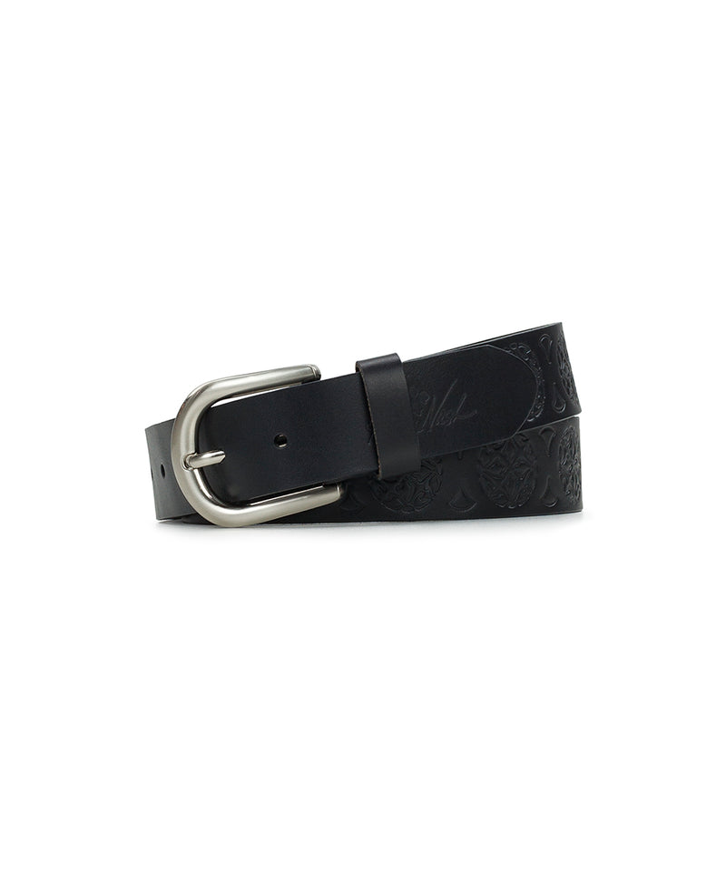 Grace Floret Embossed Belt - Handcut Tooled - Black