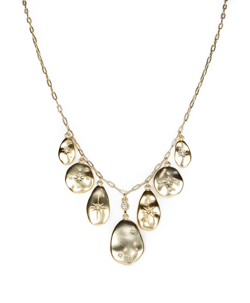 Multi Charm Necklace - Hammered Collection