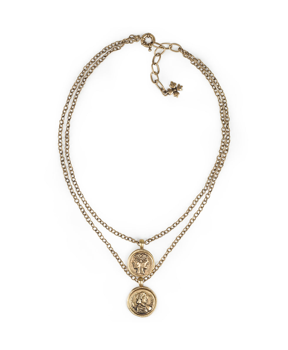 Two Coin Necklace Gold