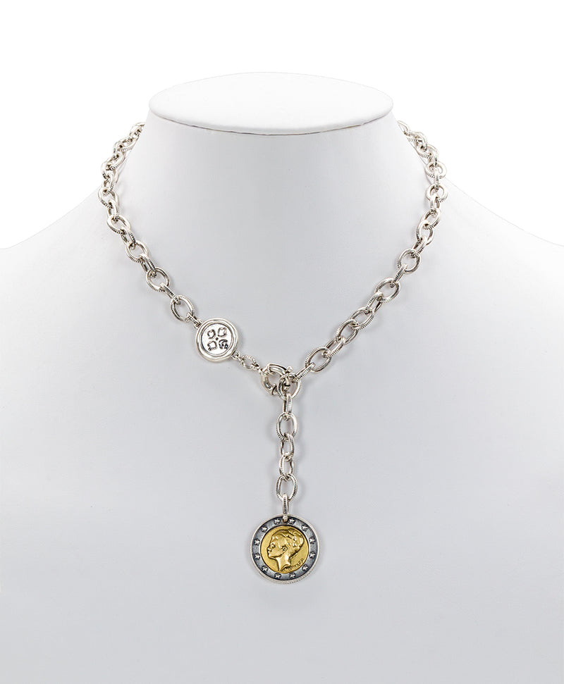 World Coin Silver Ox Single Y Necklace