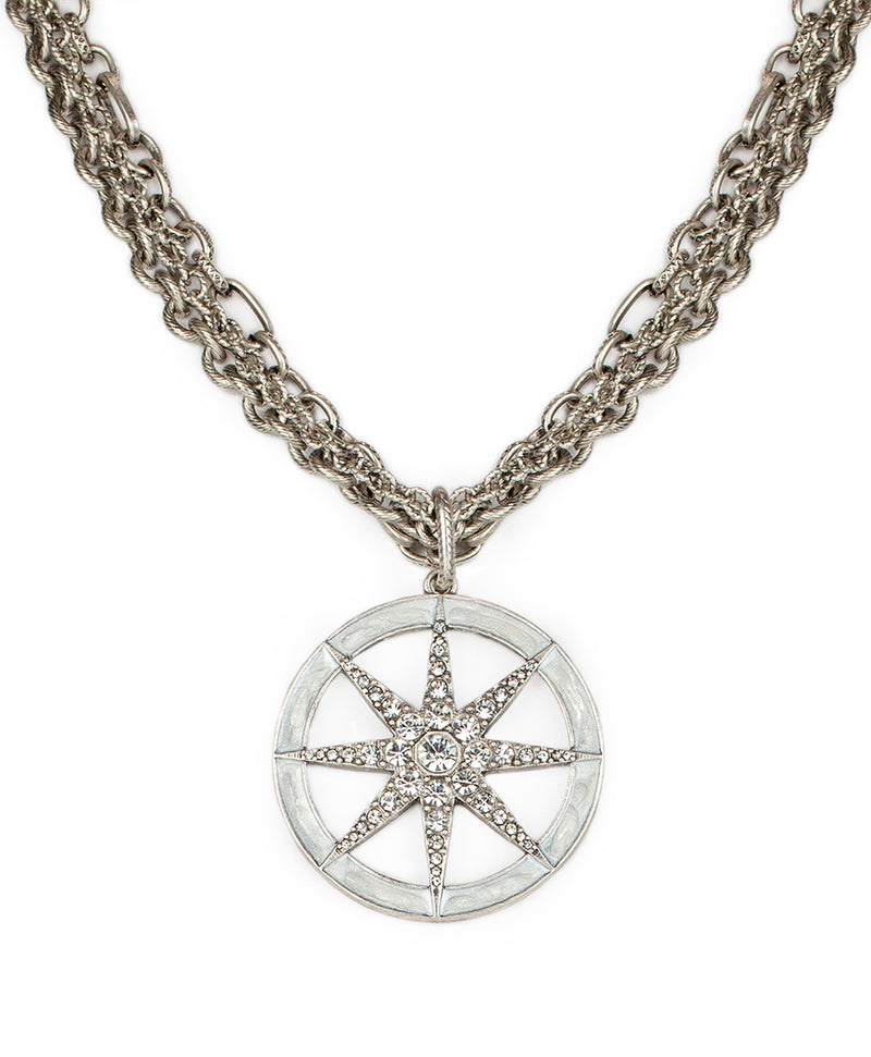 Crystal Compass Necklace - World Traveler Collection