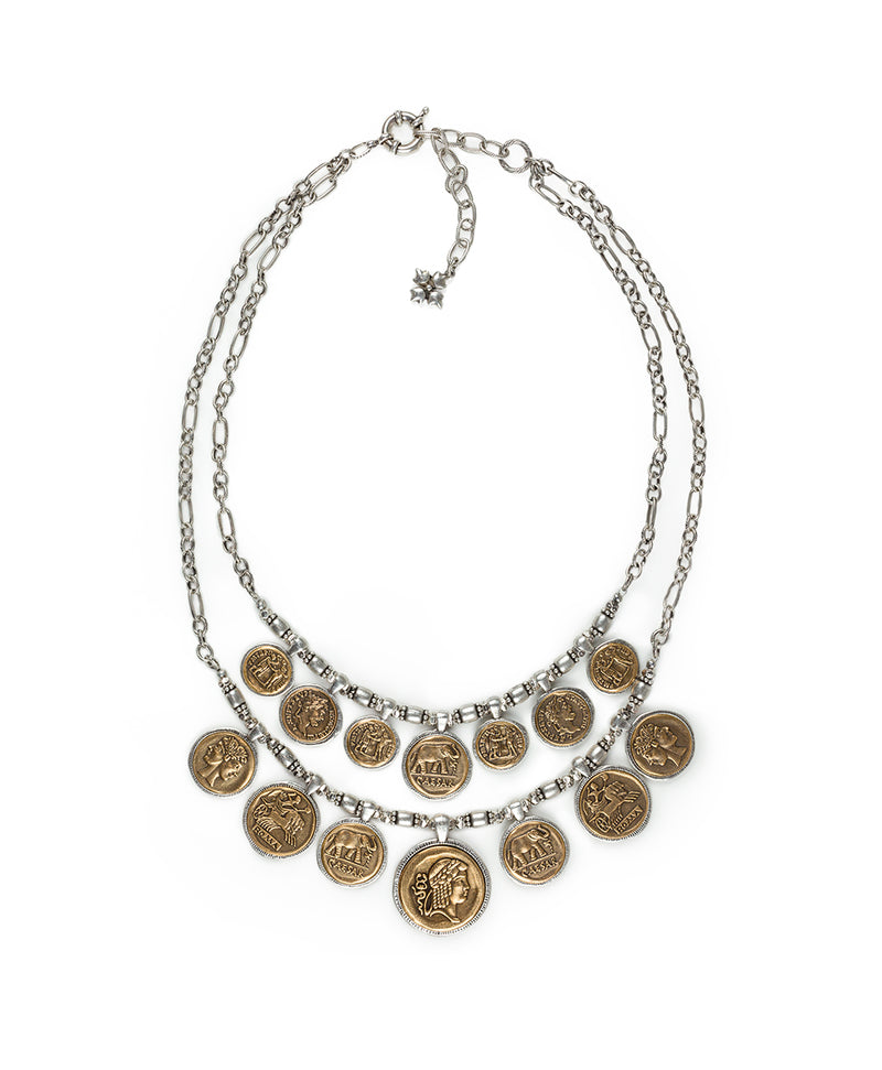 Double Strand Multi Coin Necklace - Roman Coin Collection