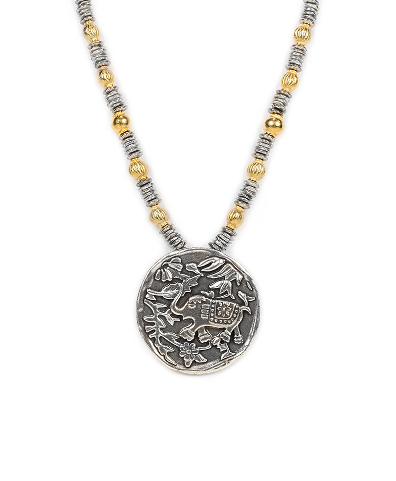 Round Medallion Necklace - Boho India Elephant Collection