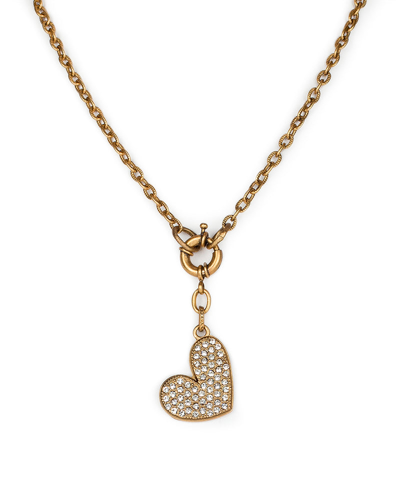 Side Heart Necklace - Pavé Heart Collection