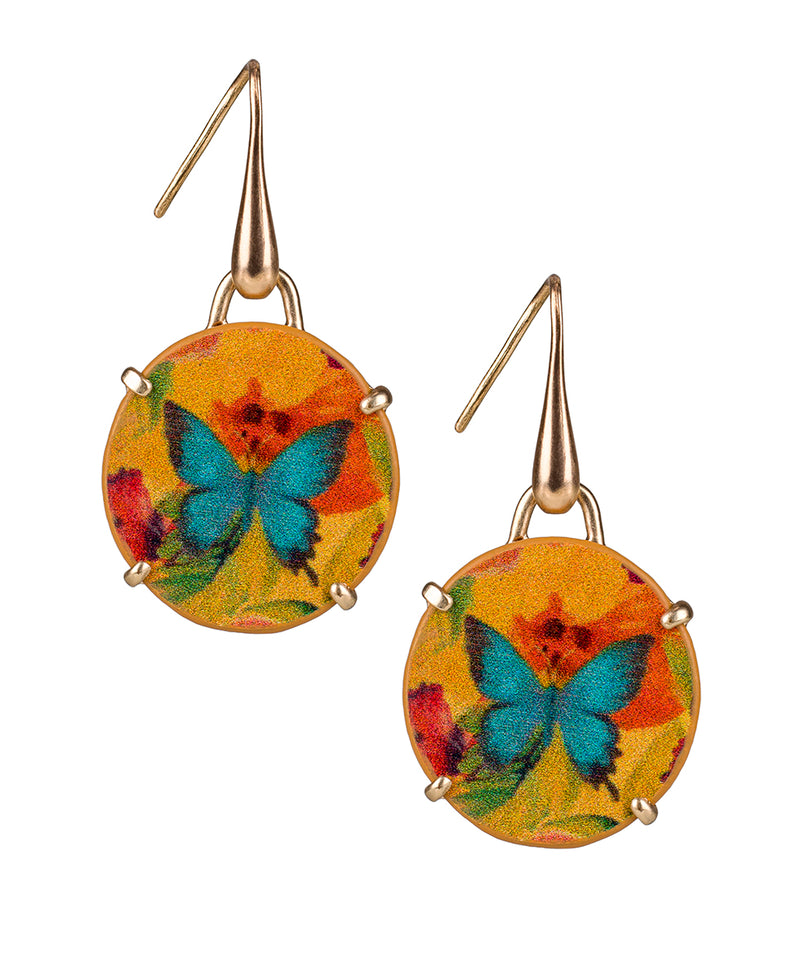 Dalila Drop Earrings - Watercolor Butterfly