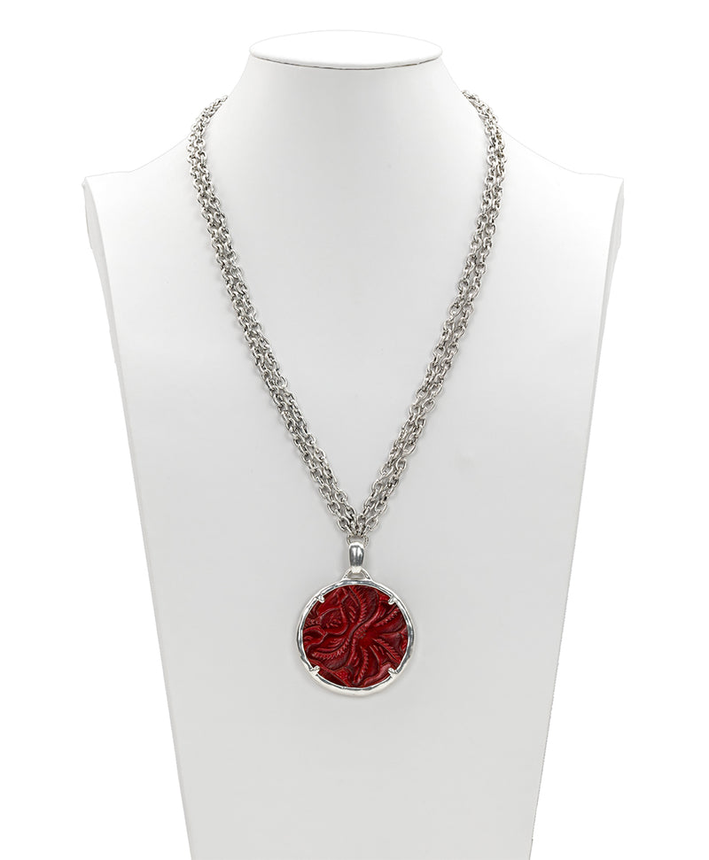 Nicolina Necklace - Tooled Berry Red