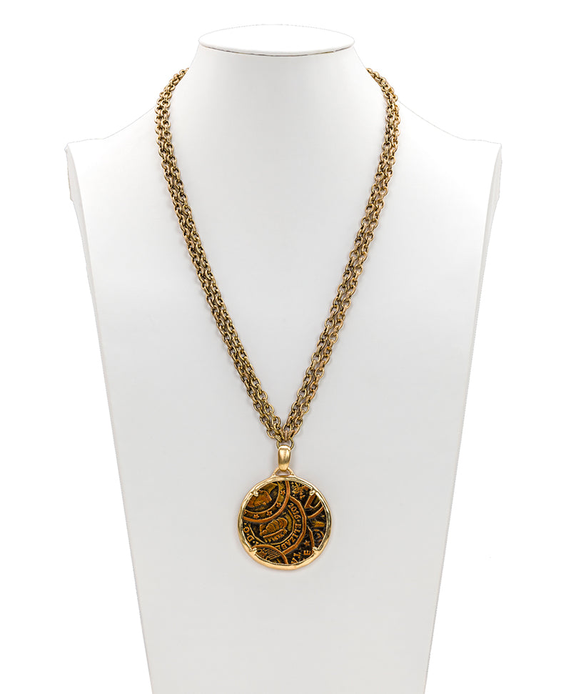 Nicolina Necklace - Coin Tooled Bronze