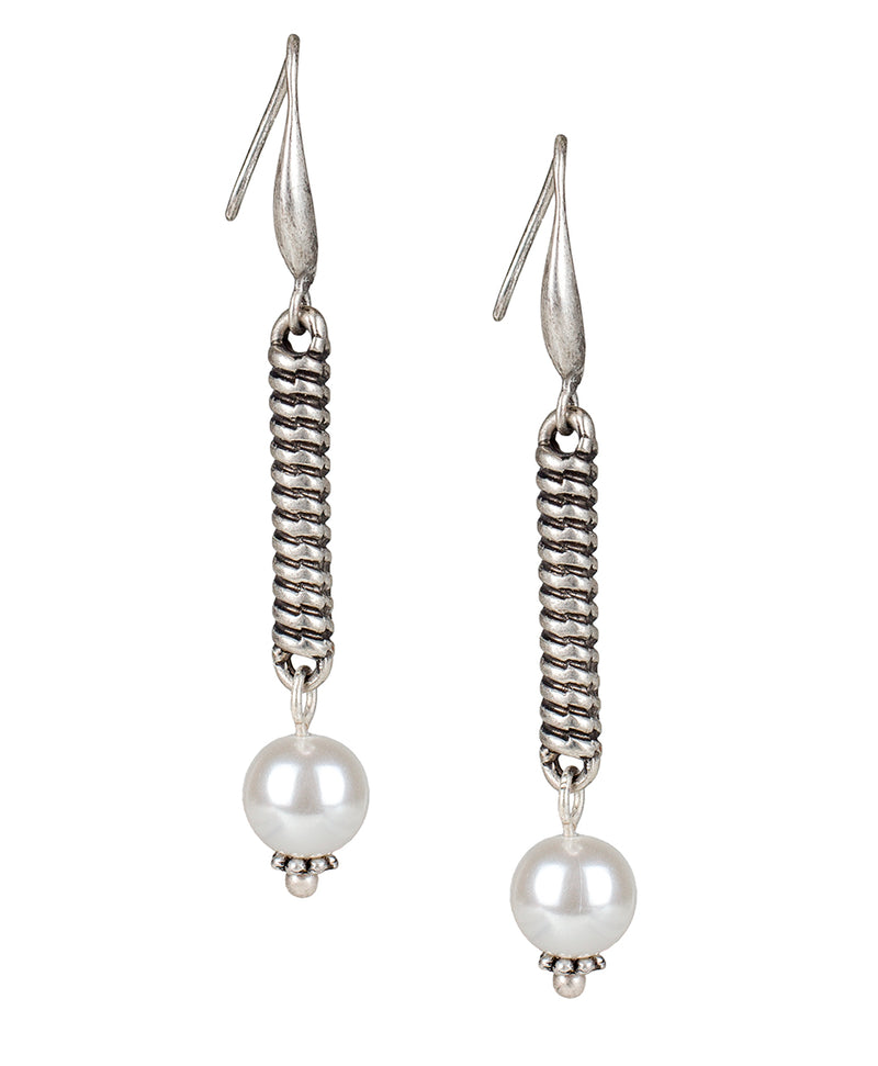 Twisted Stem Pearl Drop Earrings - Not So Basics