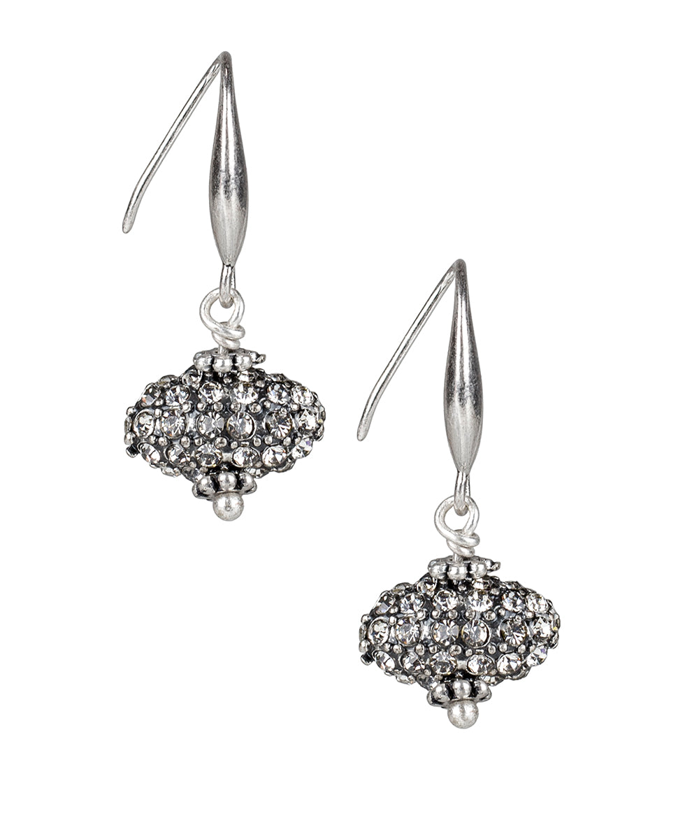 Pave Bead Drop Earrings - Pave Crystals - silver ox - by Patricia Nash - View 1 of 2