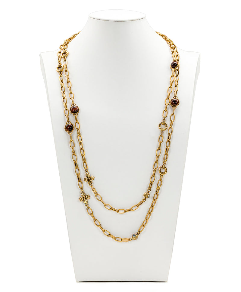 Double Station Necklace - Red Tiger's Eye