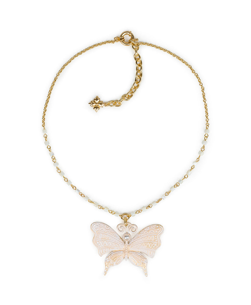 Butterfly Statement Necklace - White Hot