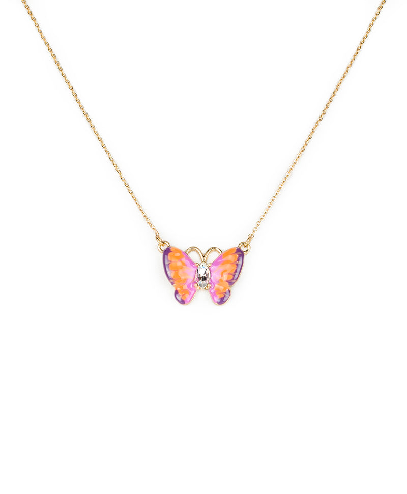 Enamel Butterfly Pendant Necklace - Butterflies