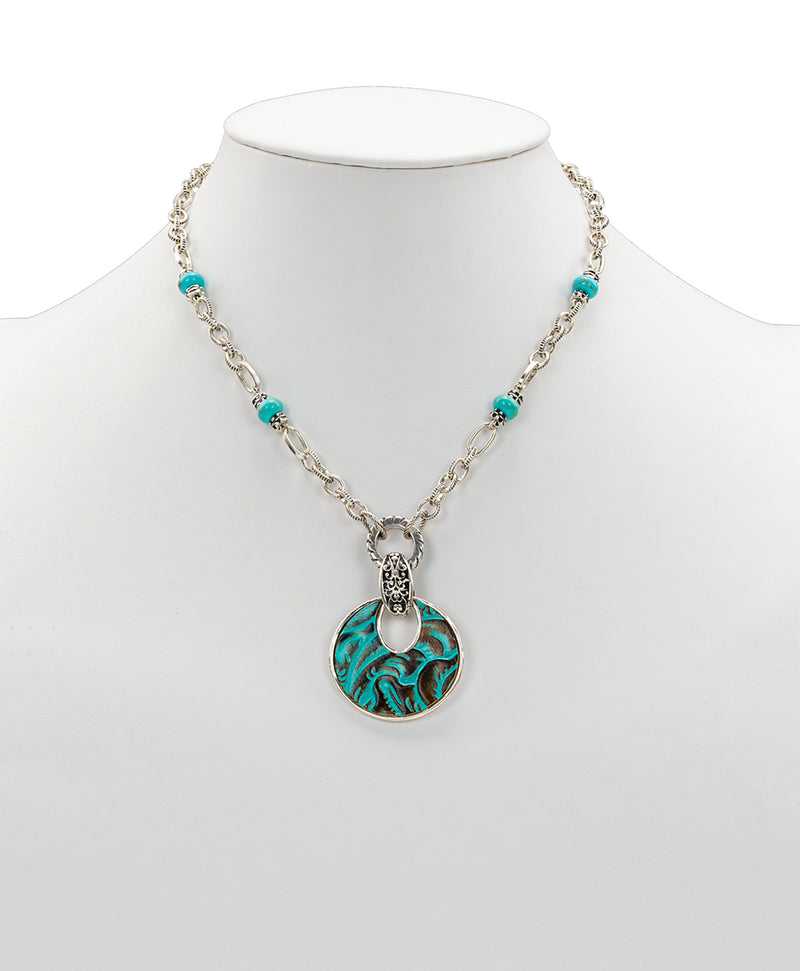 Romula Doorknocker Turquoise Pendant Necklace