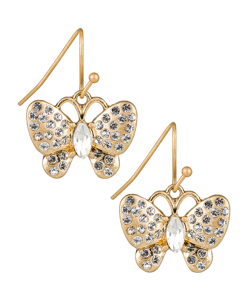 Pavé Butterfly Drop Earrings - Butterflies