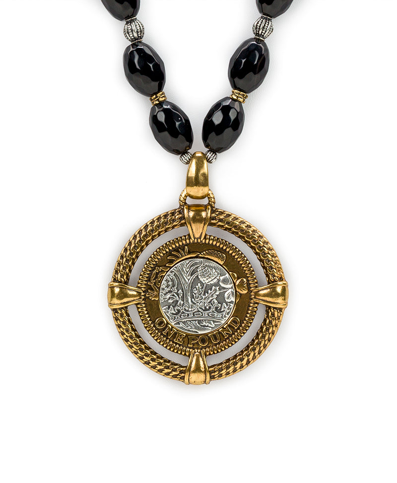 Beaded Medallion Necklace - World Coin