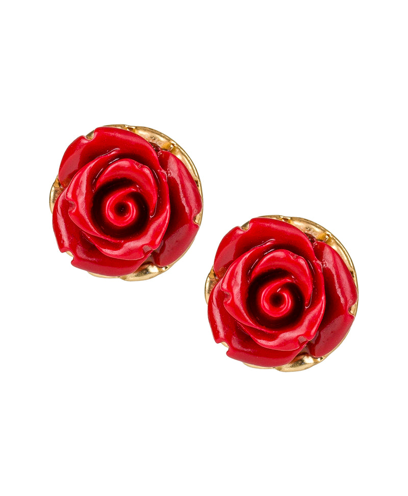 Carved Rose Stud Earrings - English Rose