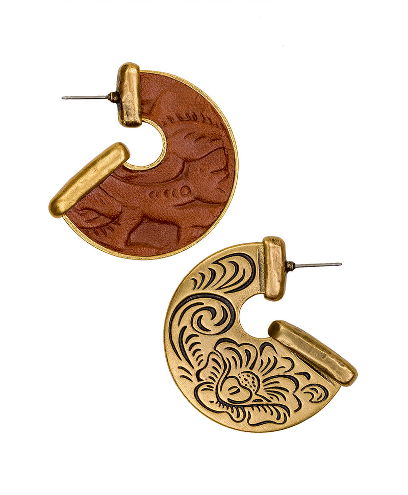 Amelia Florence Leather Inset Earrings