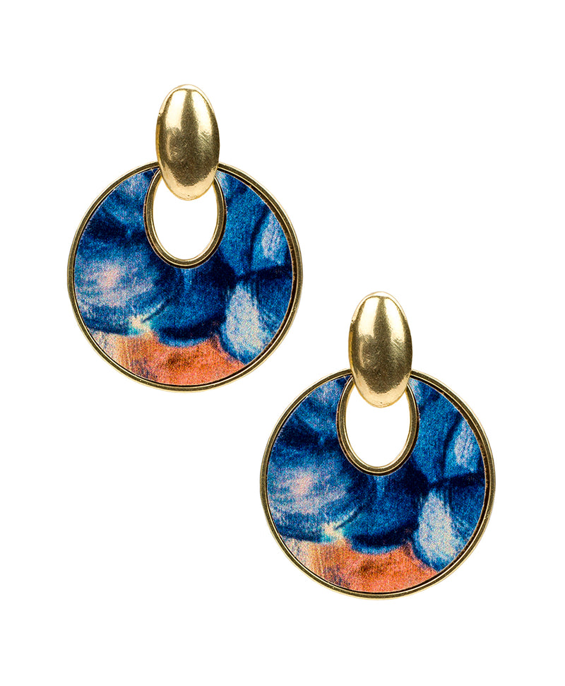 Simone Doorknocker Earrings - Blu Clay Floral