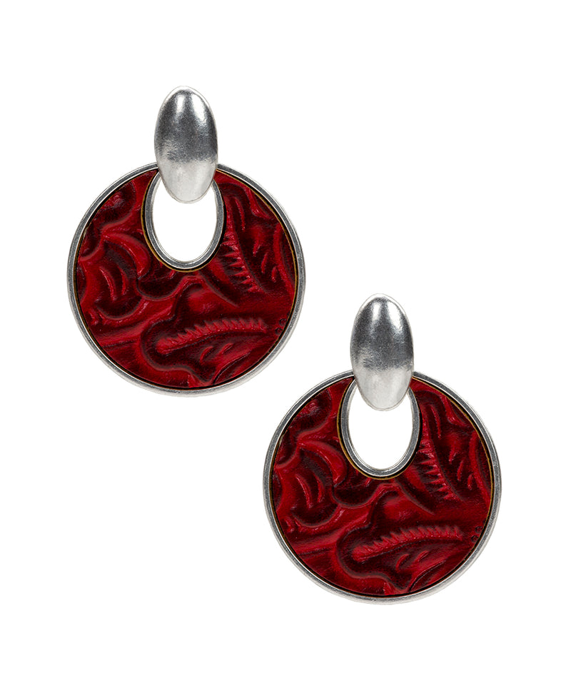 Simone Doorknocker Earrings - Tooled Berry Red