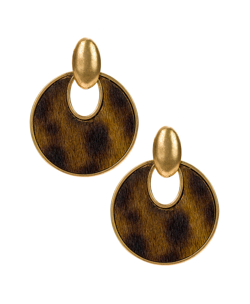 Simone Doorknocker Earrings - Leopard