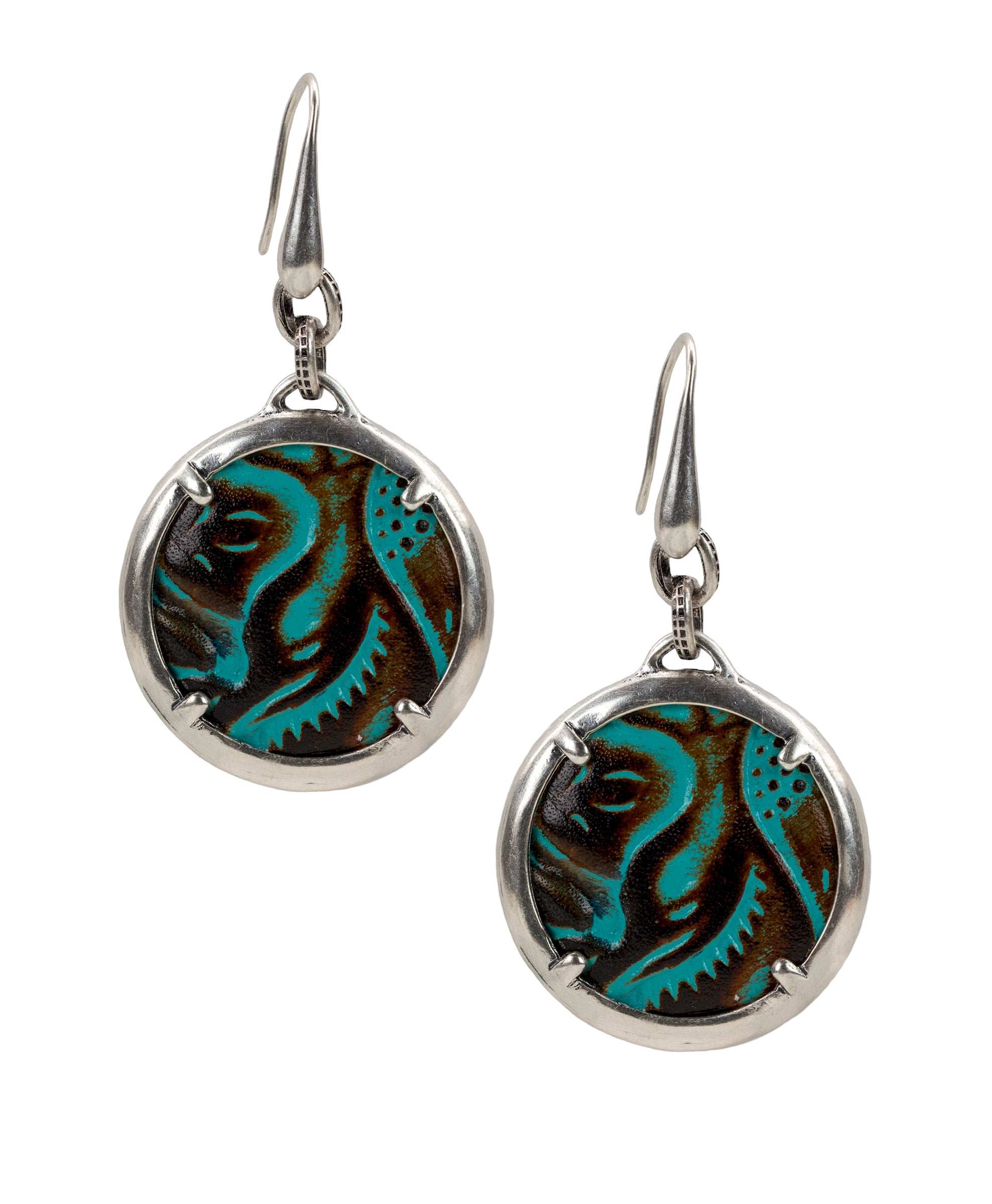 Elena Earrings - Tooled Turquoise - tooled turquoise - by Patricia Nash - View 1 of 1