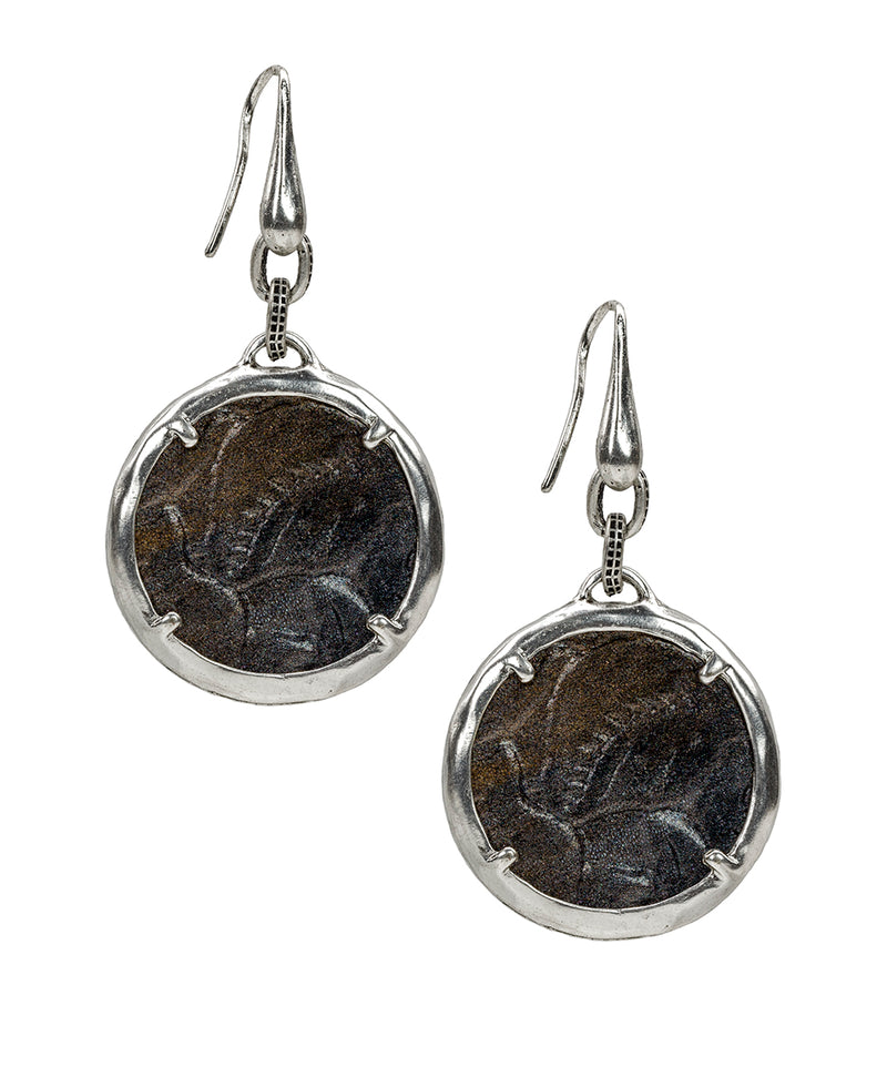 Elena Earrings - Tooled Antique Silver