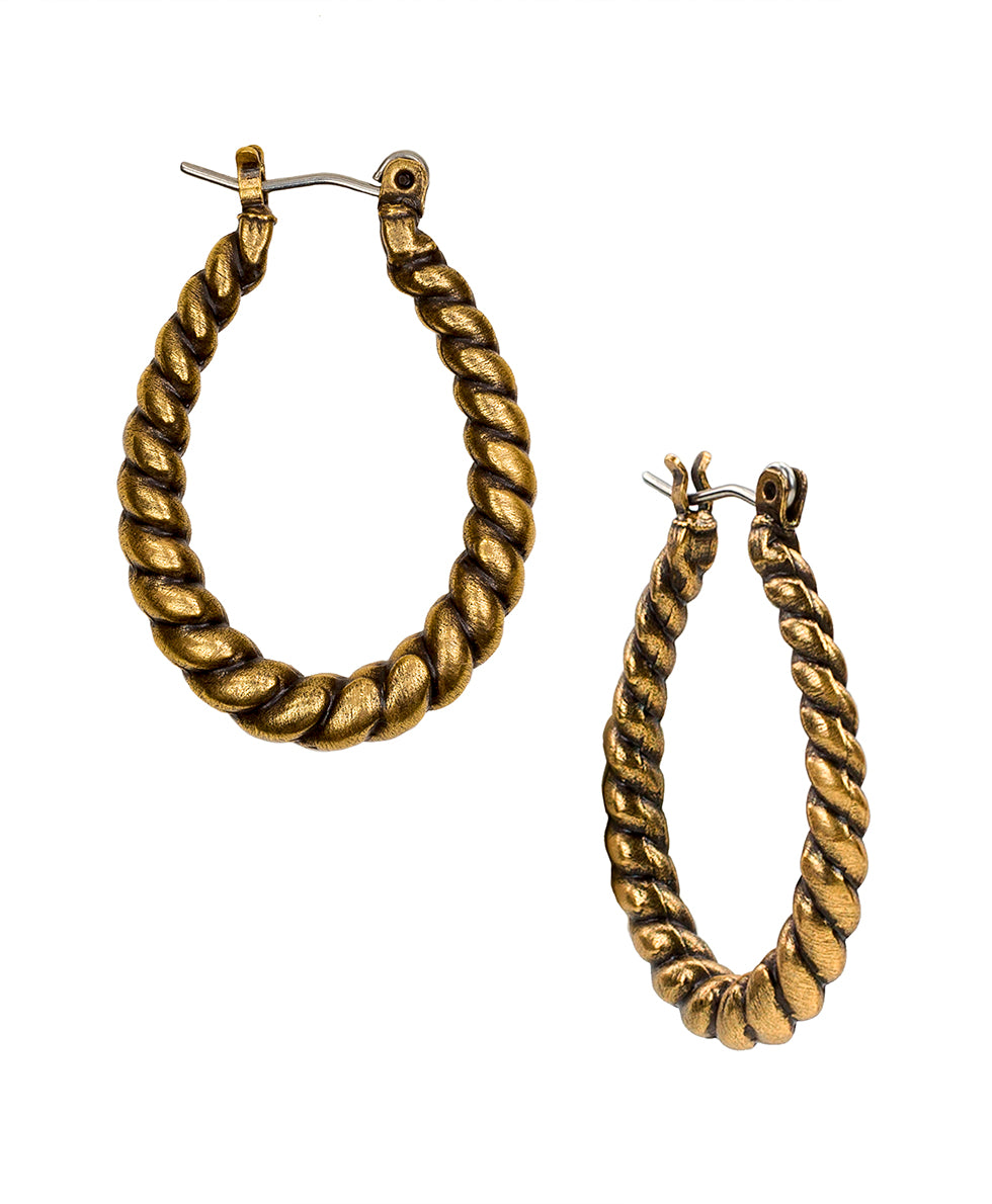 Twisted Rope Hoop Earrings - silver ox - by Patricia Nash - View 1 of 4