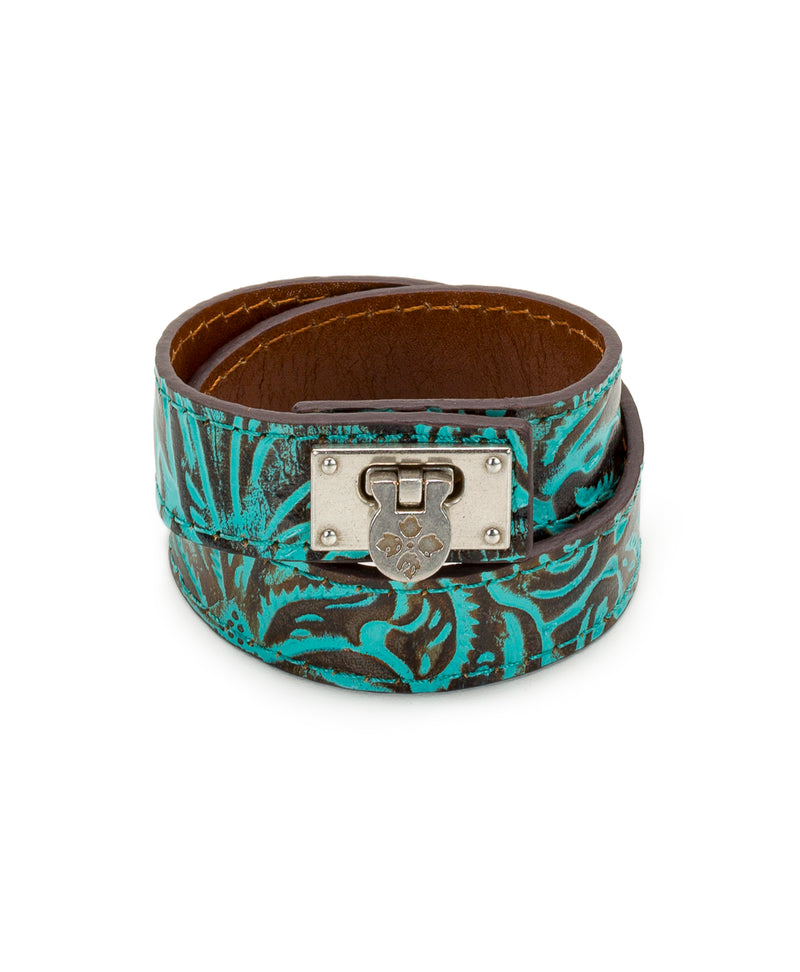 Rose Turquoise Leather Cuff