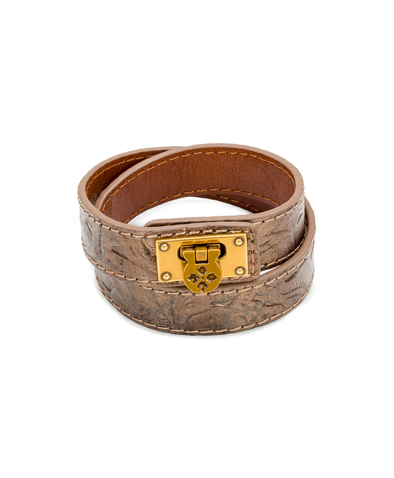 Rose Leather Cuff - Tooled Antique Gold